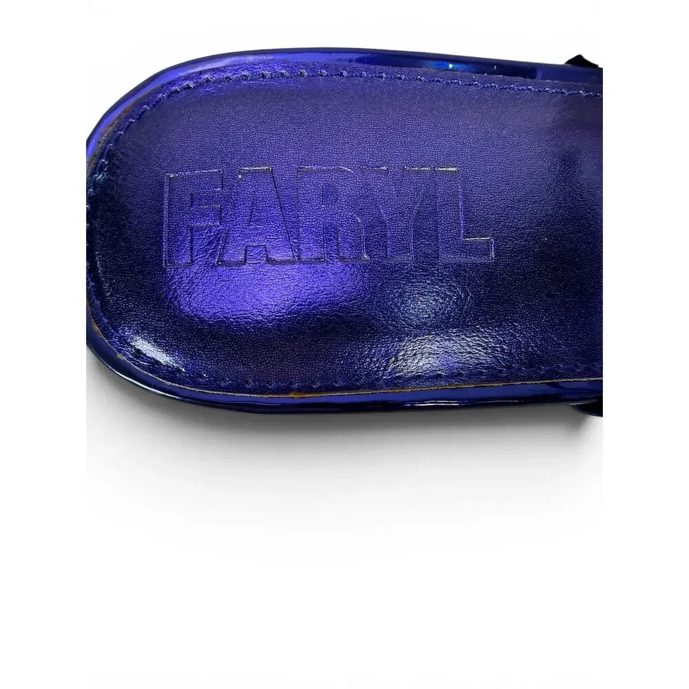 Faryl Farylrobin Aria Sandal Womens‎ 8.5 Metallic Purple Blue Square Toe Strappy
